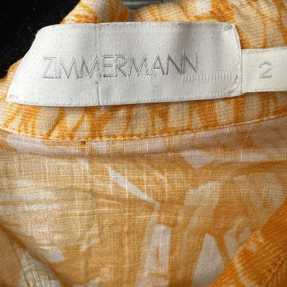 Zimmermann Mae Palm  Shirt in Amber Size 2 - Picture 5 of 7